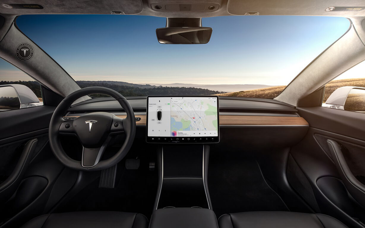 Tesla Model 3 With Steering Wheel